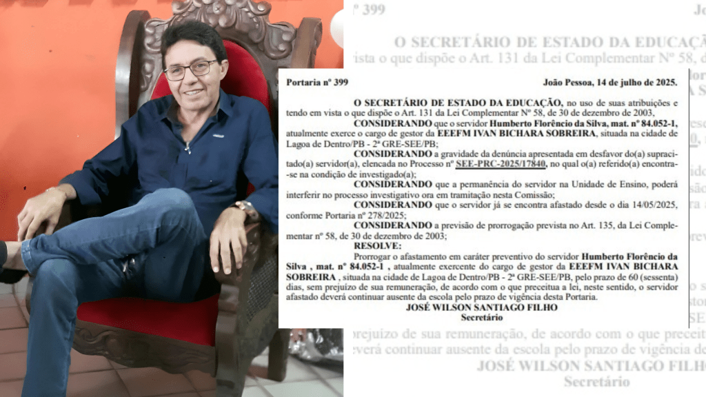 Gestor da escola “ECIT Ivan Bichara Sobreira” de Lagoa de Dentro tem afastamento prorrogado em caráter preventivo; ele é investigado por esquema de&nbsp;corrupção.