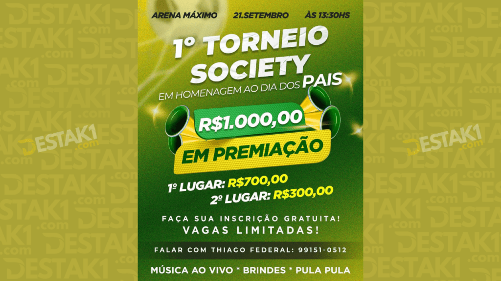 1º Torneio Society em Homenagem ao Dia dos Pais acontece neste domingo (21) em Duas&nbsp;Estradas