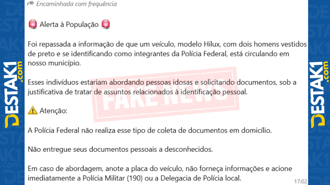 “Portal Destak1″ apura: mensagem suspeita tenta desqualificar operação da PF em Duas Estradas”