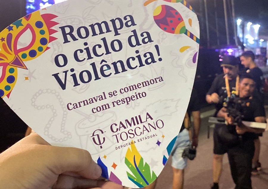 Camila Toscano realiza ação de combate à violência contra a mulher durante Muriçocas do&nbsp;Miramar